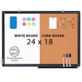 Magnetic Whiteboard & Cork Bulletin Board Combo Wall Mount 24x18in