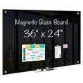 Magnetic Glass Dry Erase Whiteboard 36x24 Inch Wall-Mounted Office & Classroom Board