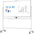 Large Double-Sided Mobile Whiteboard on Wheels - 72x40 Inches, Magnetic Dry Erase, Adjustable Stand for Office, School, Home