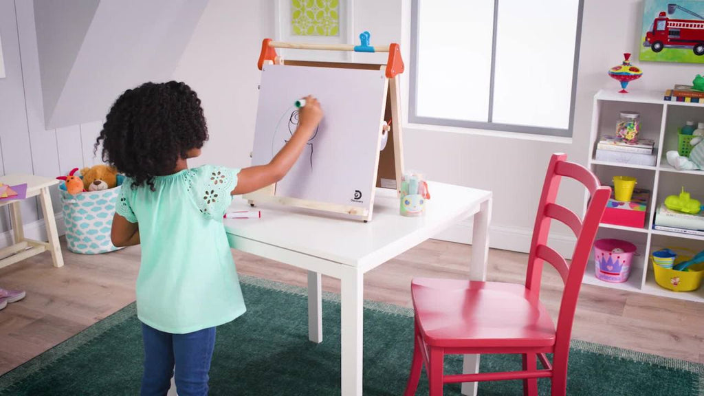 Discovery Kids 3-in-1 Tabletop Art Easel with Whiteboard Chalkboard & Paper Roll