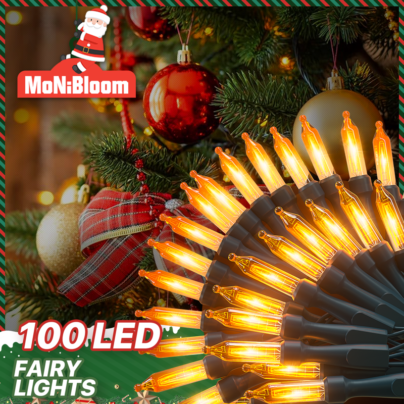 Reusable 43Ft LED String Lights with 100 Bulbs & 8 Modes for Indoor Outdoor Christmas Decor