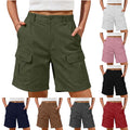 Women's Cargo Shorts with High Waist & Pockets - Summer Casual Twill Shorts