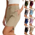 Women's Bermuda Shorts with Pockets - Knee Length, Stretchable, Summer Comfortable Drawstring Shorts