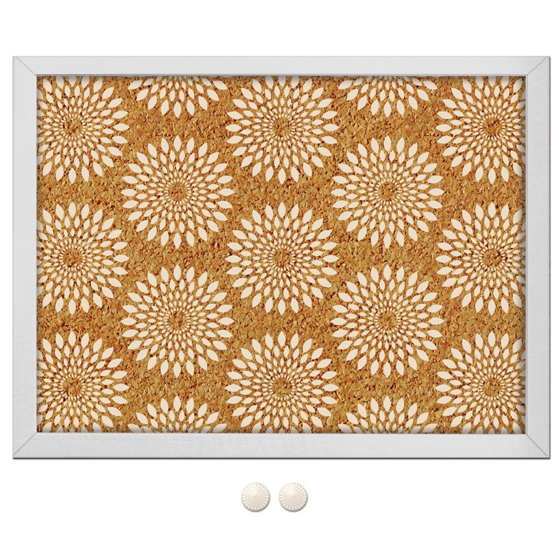 Ohpopsi Catalina Printed Cork Board 17x23.5-In Wall Organizer with White Frame