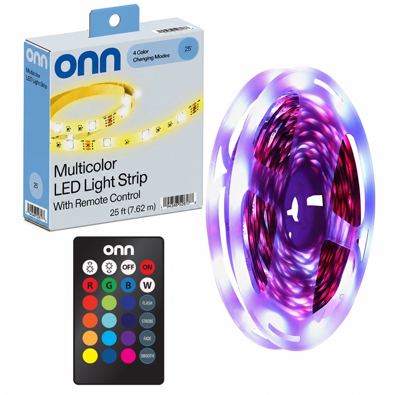 Multicolor LED Light Strip with Remote Control - 25 Feet, Customizable Lighting
