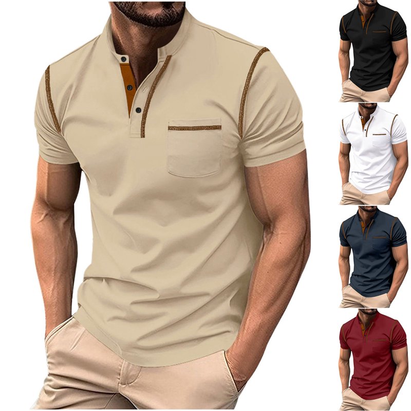 Men's Short Sleeve Golf Shirt with Turndown Collar - Breathable Casual Top