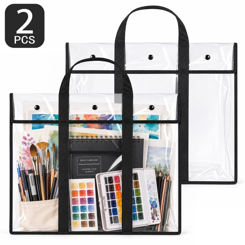 Large Art Portfolio Bag 2 Pack - 30 x 24 Inch Poster Storage with Handle & Front Pocket