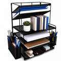 6-Tier Metal Desk Organizer with File Holders and Mesh Trays for Office & Home
