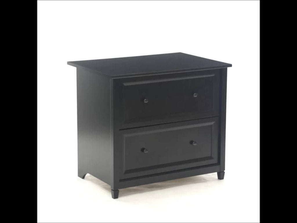2-Drawer File Cabinet with Full Extension Slides - Black Wood Storage