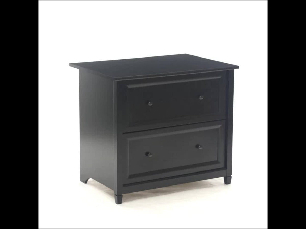 2-Drawer File Cabinet with Full Extension Slides - Black Wood Storage
