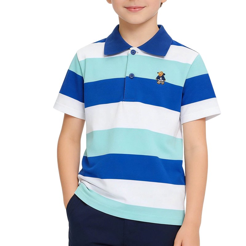 Kids Boys Striped Polo Shirt - Short Sleeve School Uniform Top for Children