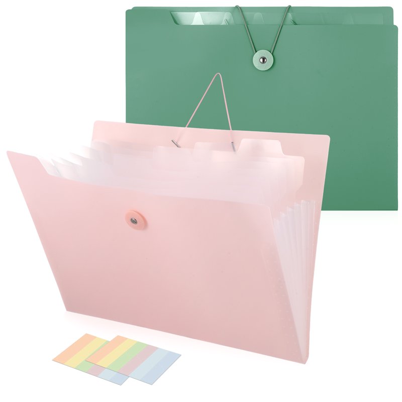 2 Pack Accordion File Organizer with Pockets, Waterproof Document Folders, 8 Expandable Sections, Portable Office & Home Storage