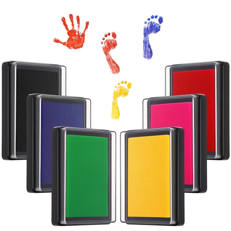 Reusable Baby Footprint Ink Pad Set - Non-Toxic, Washable, 6 Colors
