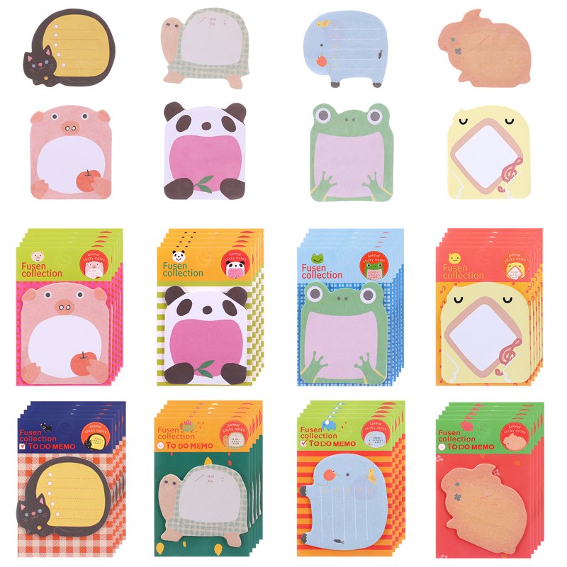 Cute Animal Sticky Notes Bulk Set - 800 Sheets, Small Note Pads for Office & Kitchen
