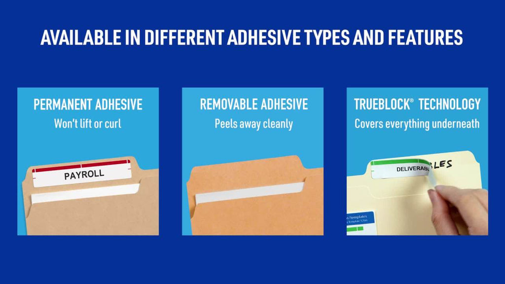 Assorted Color File Folder Labels with Permanent Adhesive - 750 Pack