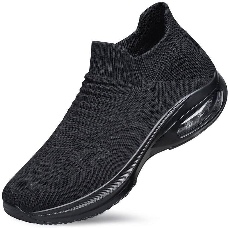 Men's Lightweight Breathable Non-Slip Walking Shoes - All Black Size 7.5