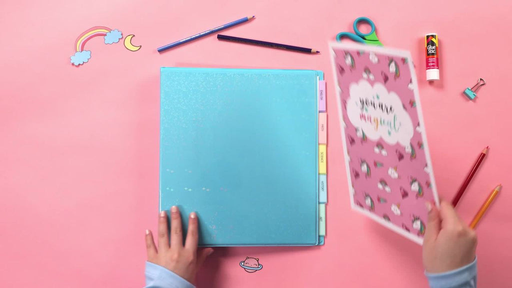 Avery Luxe Collection Holographic 1-Inch Binder Aqua - Customizable Starry Night Design