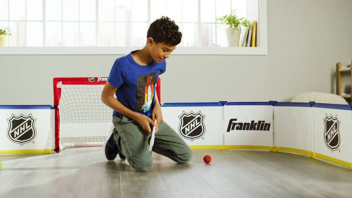Mini Hockey Rink Set with Goals Sticks and Balls - Indoor PVC Play Area