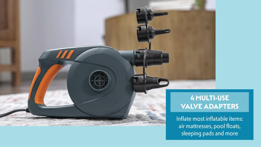 Electric Air Pump for Inflatables - Fast Inflator & Deflator with 4 Nozzles