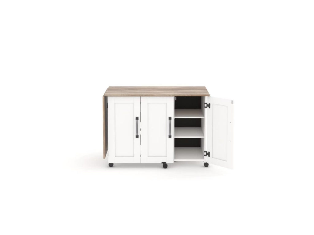 Sauder Sewing & Craft Cart with Drop Leaf & Storage - Soft White Finish