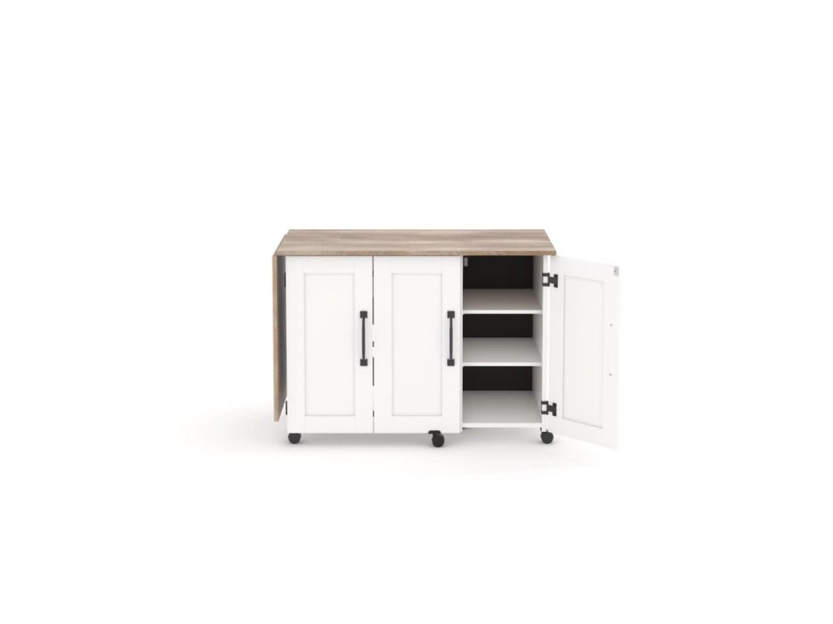 Sauder Sewing & Craft Cart with Drop Leaf & Storage - Soft White Finish